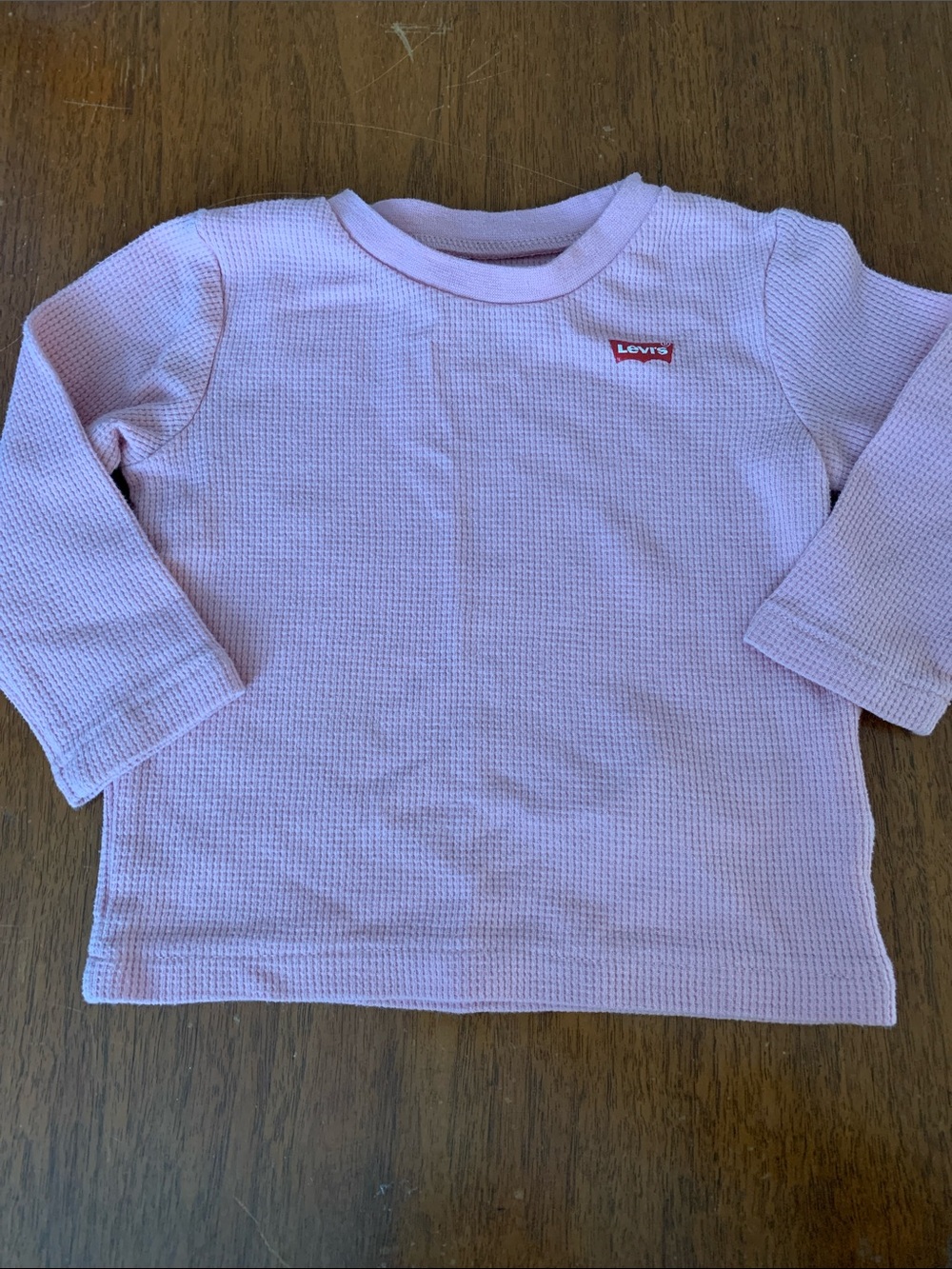 🍊5/$25 Levi's Pale Pink Waffle-Knit Long Sleeve Tee size 12m